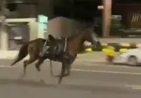 Cavalos da PM fogem assustados com barulhos de fogos em Maceió