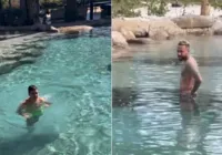 Rodrigo Faro inaugura lago em casa e Neymar ironiza: 'O meu não pode'