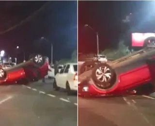 Vídeo: dois carros capotam em acidente na Avenida Paralela