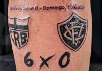 Assessor do CRB faz tatuagem da goleada contra o Vitória