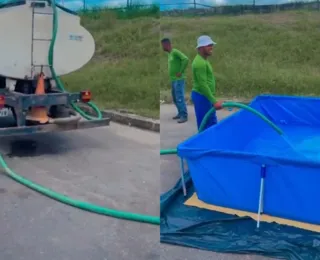 Com direito a piscina, torcida do Vitória lota Barradão desde cedo