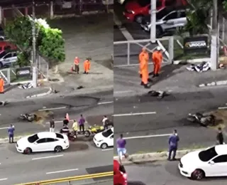 Moto bate em poste e motociclista fica ferido na Avenida ACM