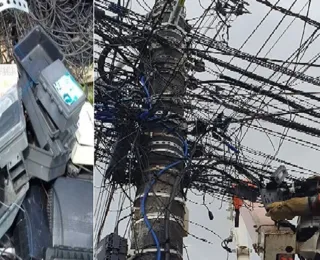 Onze toneladas de cabos de telefonia são removidos pela Coelba