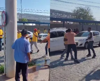 Taxista e motorista de app brigam por disputa de cliente; assista