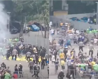 Torcedores do Boca são contidos pela PM nos arredores do Maracanã