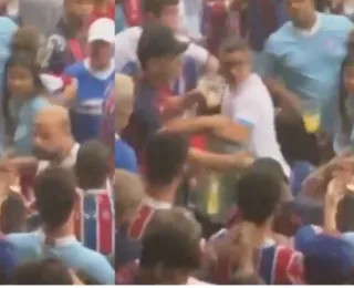 Vídeo flagra momento de briga entre torcedores do Bahia na Arena
