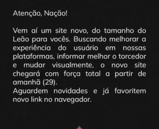 Vitória anuncia lançamento do novo site oficial para esta terça, 29