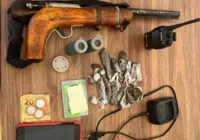 Arma e drogas são apreendidas com foragido no Extremo Sul