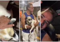 Empresário adota cão que ele resgatou no Carnaval: "Perna Bamba"