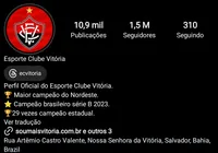 Escudo do Vitória ganha estrela no perfil oficial no Instagram