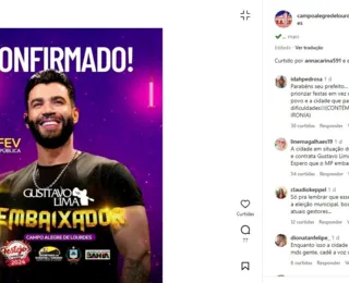 Show de Gusttavo Lima na Bahia poderá ser cancelado a pedido do MP