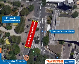 Trecho da Praça do Campo Grande será interditado para obras