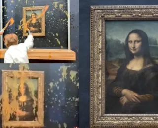 Veja mulheres jogando sopa no quadro de 'Mona Lisa'