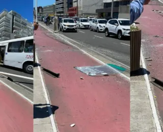 Vídeo: Ônibus bate em poste e roda se solta na Orla de Salvador