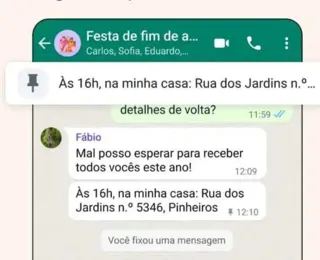 WhatsApp lança recurso para fixar mensagens em conversas