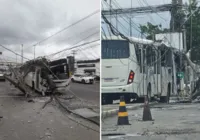 Ônibus parte poste ao meio em grave acidente na Estrada do Coco