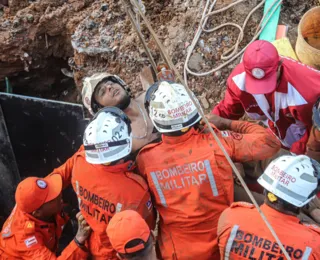 Resgatado operário que ficou preso em tubulação em Saramandaia; veja vídeo