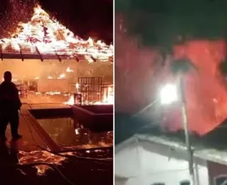 VÍDEO: Incêndio de grandes proporções atinge imóvel no sul da Bahia