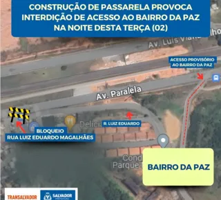 Construção de passarela interdita acesso ao Bairro da Paz - Imagem