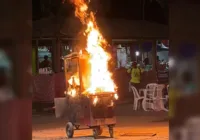 Carrinho de pipoca pega fogo no Parque e ambulante lamenta: "prejuízo"