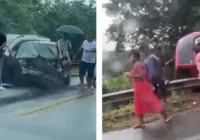 Vídeo: batida entre três veículos deixa feridos em Mata de São João