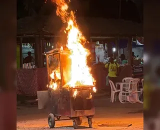 Carrinho de pipoca pega fogo no Parque e ambulante lamenta: "prejuízo"