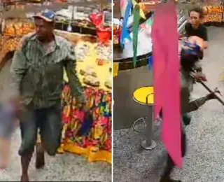 Preso homem flagrado em vídeo atacando mulher com pedaço de madeira
