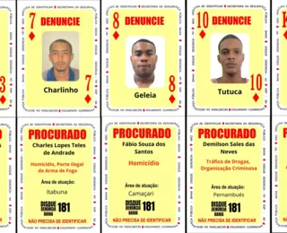 Procurados por homicídios e tráficos são inseridos ao Baralho do Crime