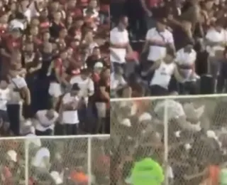 Torcedores do Flamengo brigam entre si durante partida no Barradão