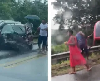 Vídeo: batida entre três veículos deixa feridos em Mata de São João
