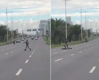 Vídeo flagra momento em que suspeito é baleado na Paralela; veja