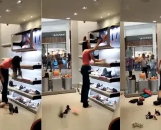 Vídeo: mulher invade loja e 'quebra tudo' em shopping na Bahia