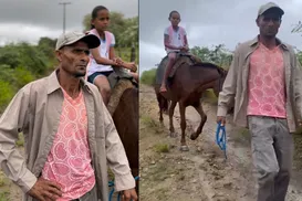 Estudantes enfrentam percurso a cavalo para ir a escola em São Félix - Imagem