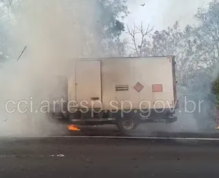 Caminhão carregado com 6 mil dinamites pega fogo em rodovia