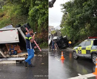 Caminhão tomba e deixa trânsito engarrafado na ligação Lobato-Pirajá