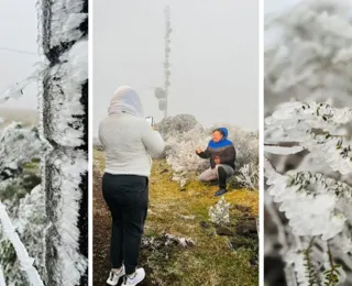 Cidade mais fria do Brasil tem neve e paisagem congelada