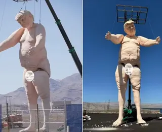 Estátua gigante de Trump pelado é inaugurada nos Estados Unidos