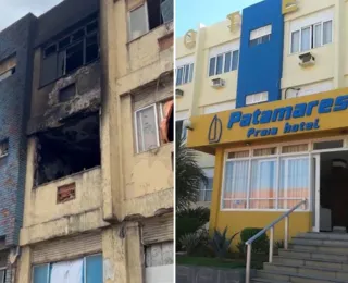 Incêndio atinge hotel abandonado na Orla de Salvador