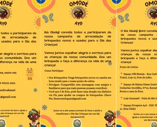 'Omodé Ayo' : Terreiro realiza campanha de arrecadação de brinquedos