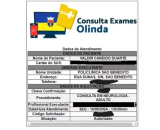 Prefeitura marca consulta para paciente morto há dois anos