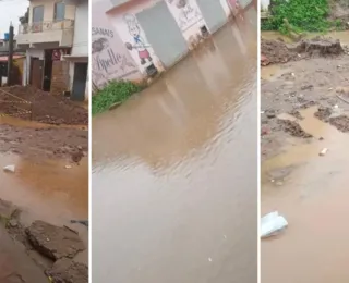 Rua de tradicional procissão em Ilhéus fica alagada após chuva