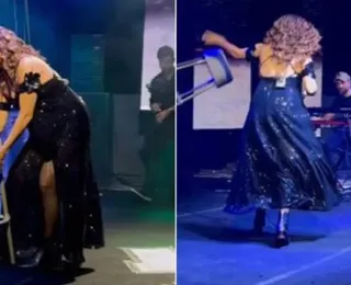 VÍDEO: Daniela Mercury se irrita e arremessa banco durante show em Salvador