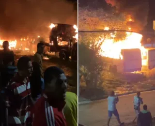 VÍDEO: Ônibus são atingidos por incêndio em pátio de prefeitura baiana