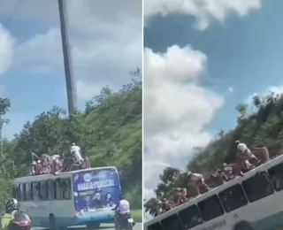 VÍDEO: torcedores de organizada aparecem 'surfando' em ônibus