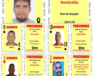 Baralho do Crime da SSP é atualizado com cinco novos foragidos