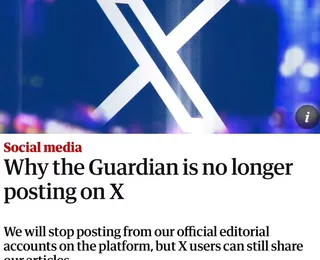 Jornal The Guardian anuncia que não vai publicar mais no X