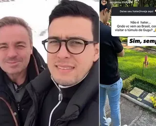 Thiago Salvático vai a túmulo de Gugu e revela relação com herdeiro