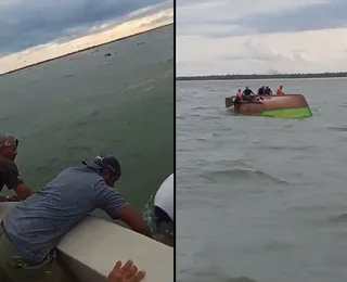 Vídeo mostra pescadores sendo resgatados após naufrágio na Bahia