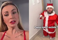 Clima natalino: Andressa Urach grava filme adulto com Papai Noel anão