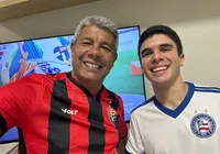 Rubro-negro, Jerônimo assiste Ba-Vi com o filho tricolor imagem